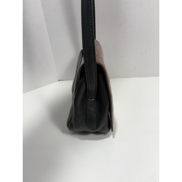 Charter Club Vintage Crossbody Purse Leather Black   Brown Crocodile Emboss Flap - Picture 4 of 12